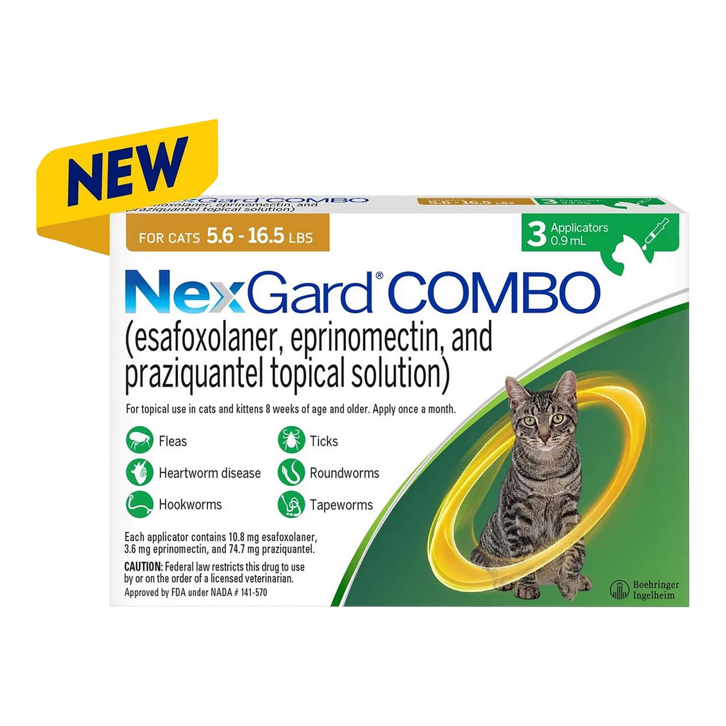 rx nexgard combo topical for cats, 5.6-16.5lbs, 3pk