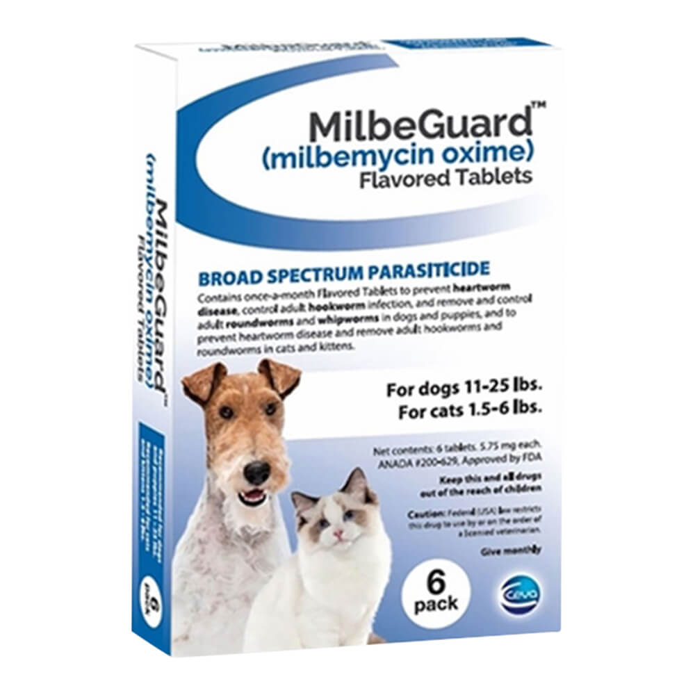 rx milbeguard dogs 11-25lb cat 1.5-6lb (blue) x 6 tablet
