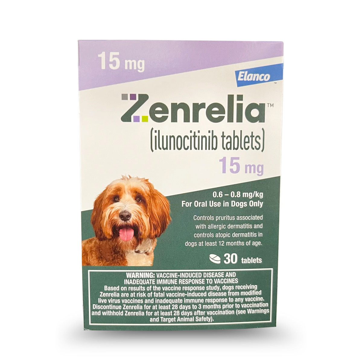 rx zenrelia 15mg  tablets, lavender, 30ct, blister pack
