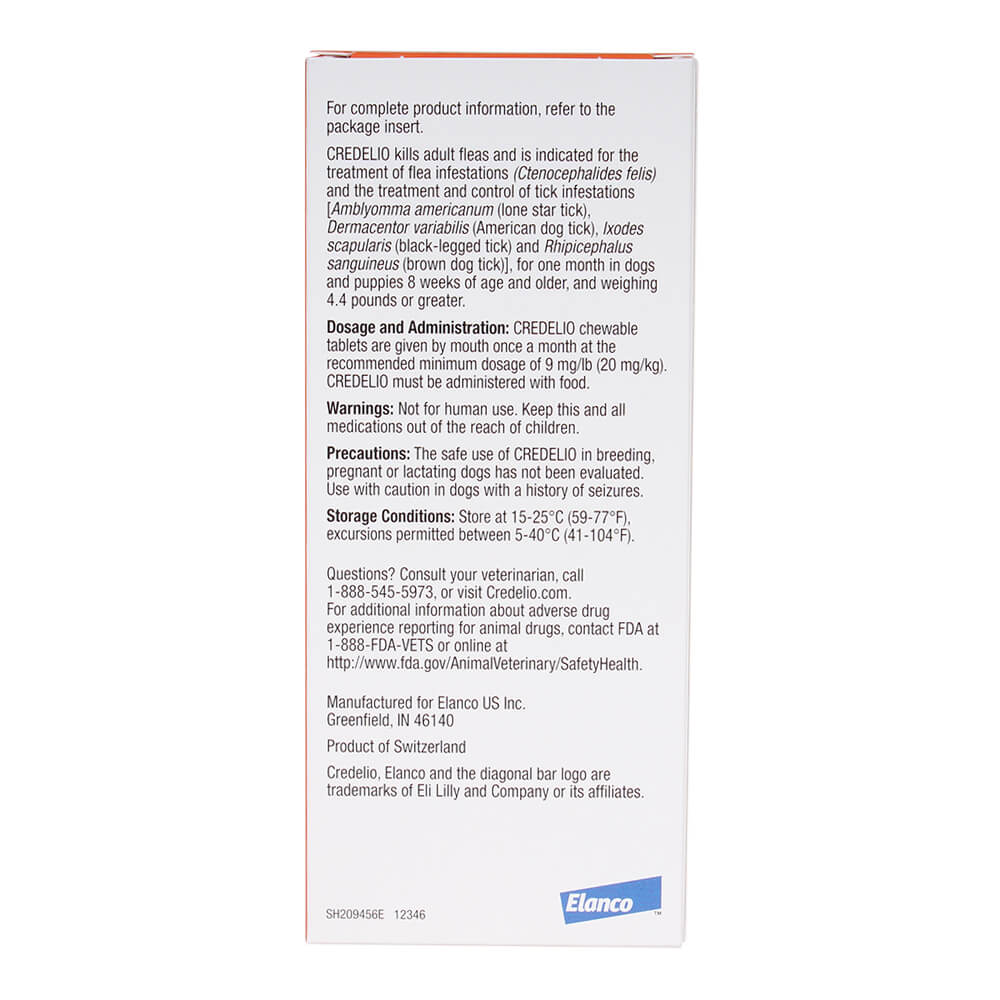 rx credelio 12.1-25 lbs (orange) x 6 tablet