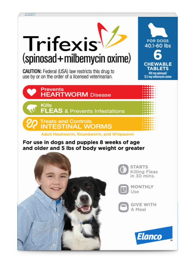 rx trifexis  40.1-60 lbs (blue) x 6 tablet