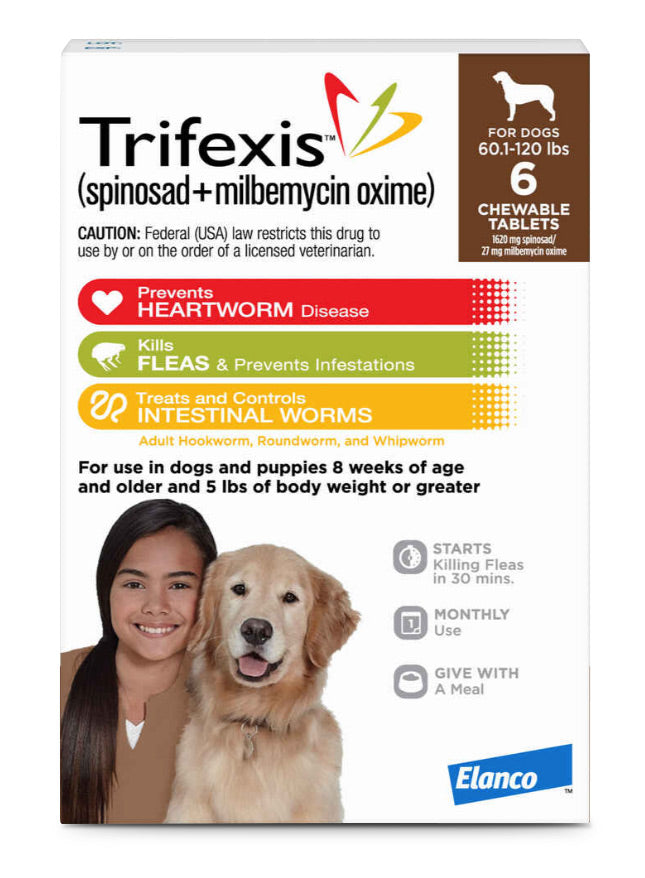 rx trifexis 60.1-120 lbs (brown) x 6 tablets