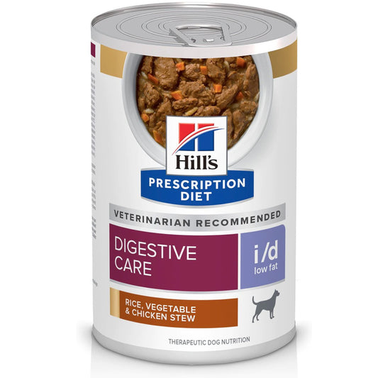 Rx Hill's Prescription Diet i/d Digestive Care Low Fat Rice, Vegetable & Chicken Stew Wet Dog Food 12.5 oz, Case of 12 cans
