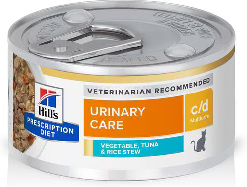 Rx Hill's Prescription Diet c/d Multicare Urinary Care Vegetable, Tuna & Rice Stew Wet Cat Food 2.9 oz, Case of 24 cans