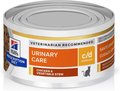 Rx Hill's Prescription Diet c/d Multicare Urinary Care Chicken & Vegetable Stew Wet Cat Food 2.9 oz, Case of 24 cans