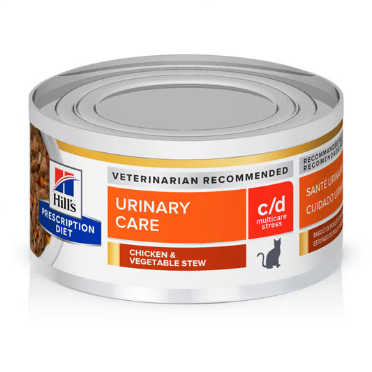 Rx Hill's Prescription Diet c/d Multicare Urinary Care Stress Chicken & Vegetable Stew Wet Cat Food 2.9 oz, Case of 24 cans