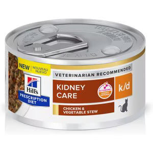 Rx Hill's Prescription Diet k/d Kidney Care Chicken & Vegetable Stew Wet Cat Food 2.9 oz, Case of 24 cans