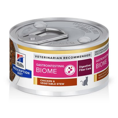 Rx Hill's Prescription Diet Gastrointestinal Biome Digestive/Fiber Care Chicken & Vegetable Stew Wet Cat Food 2.9 oz, Case of 24 cans