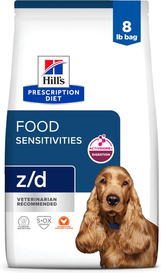Rx Hill's Prescription Diet z/d Skin & Food Sensitivities Hydrolyzed Chicken Flavor Dry Dog Food 8 lb bag