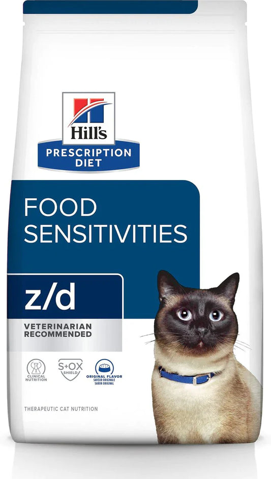 Rx Hill's Prescription Diet z/d Skin & Food Sensitivities Hydrolyzed Chicken Flavor Dry Cat Food 4 lb bag