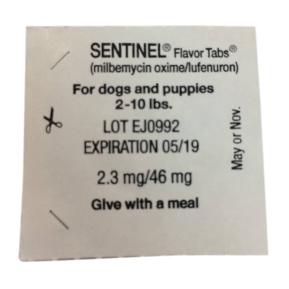 rx sentinel flavor tabs 2-10lbs x 1 tablet