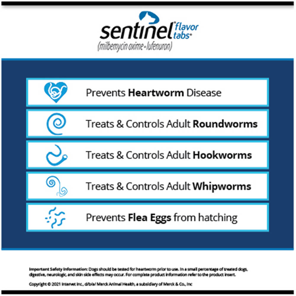 rx sentinel flavor tabs 26-50lbs x 1 tablet