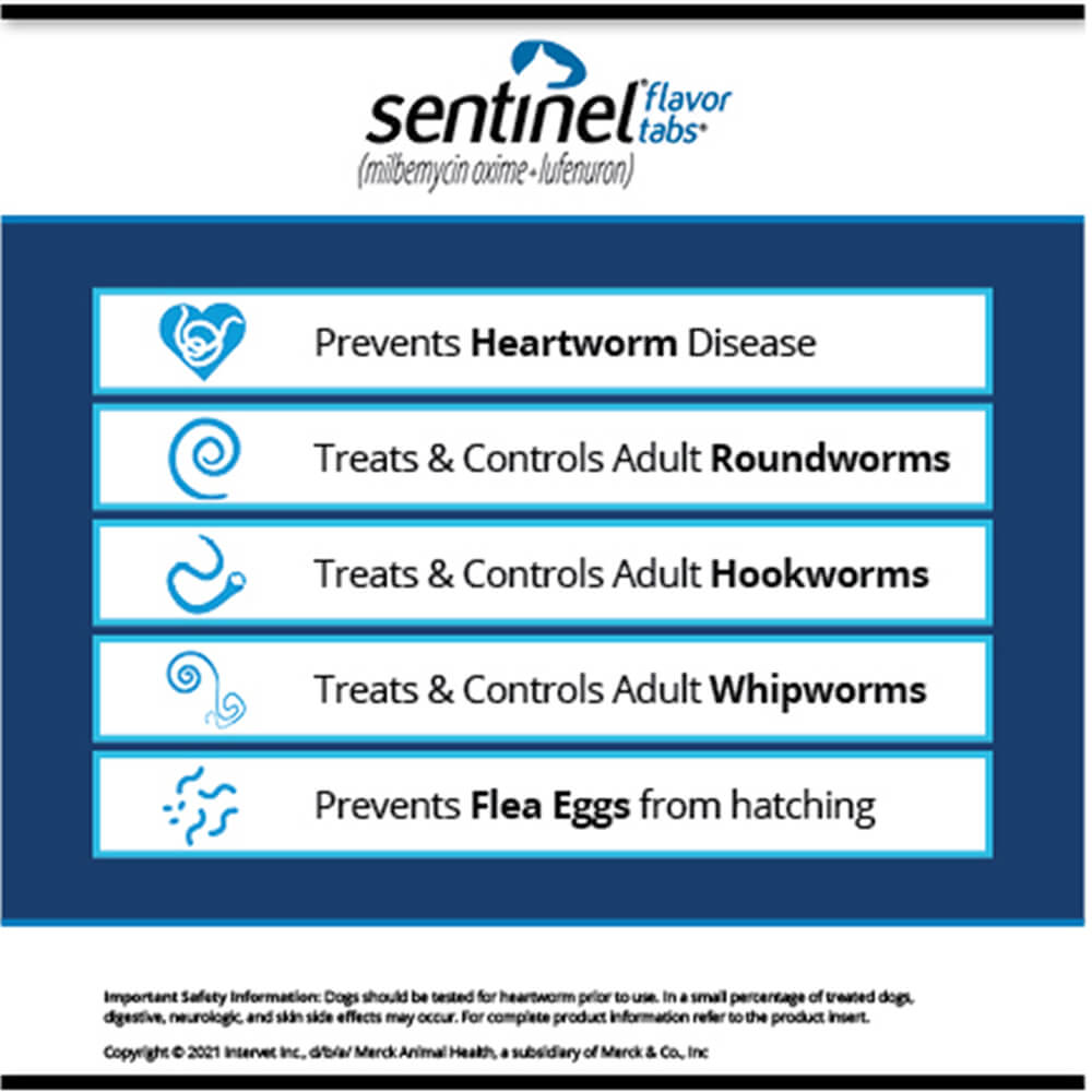 rx sentinel flavor tabs 51-100lbs x 1 tablet