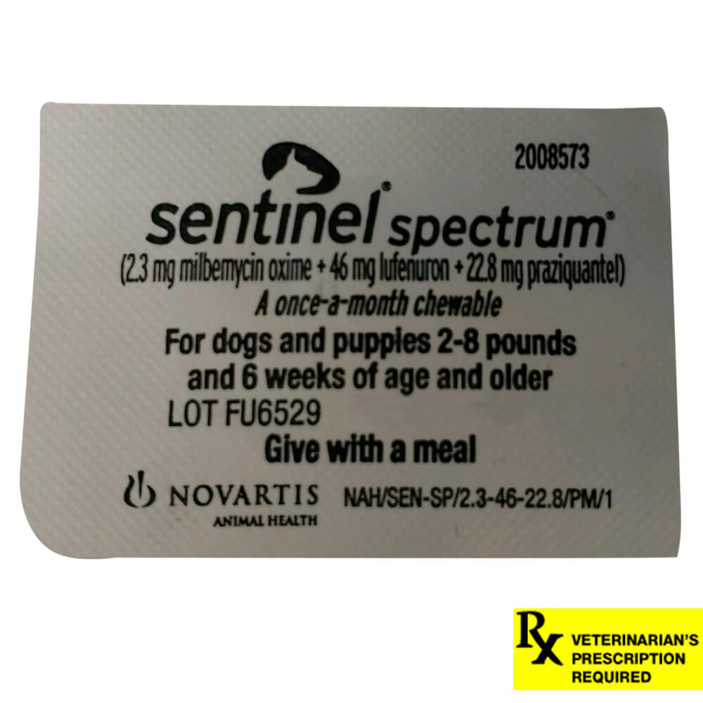 rx sentinel spectrum chews 2-8lbs x 1 tablet