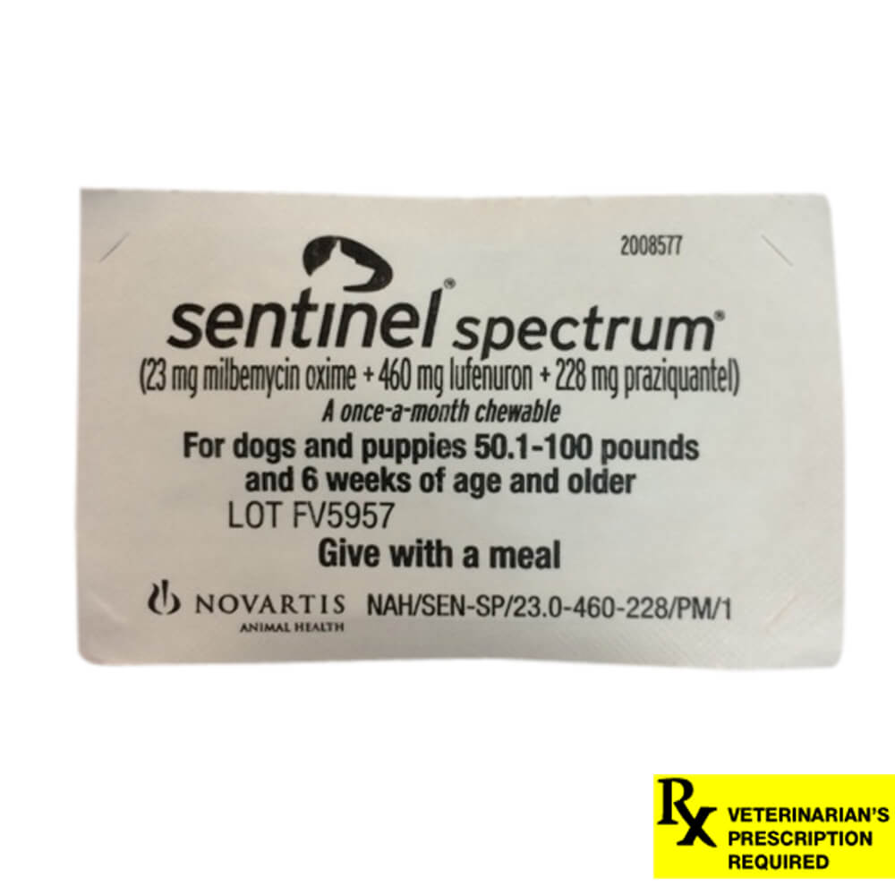 rx sentinel spectrum chews 51-100lbs x 1 tablet