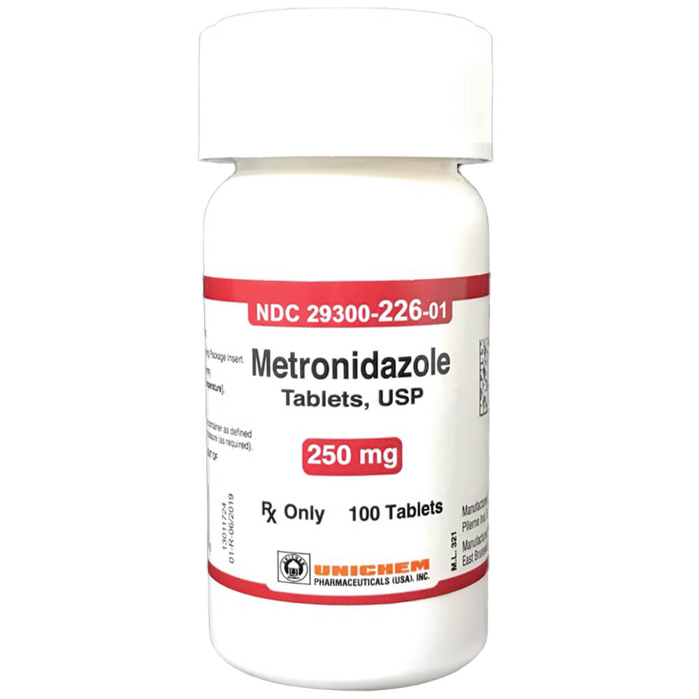 rx metronidazole 250mg x 100 tablets