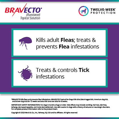 Rx Bravecto top Dog 500mg 22-44lbs x 1 tube