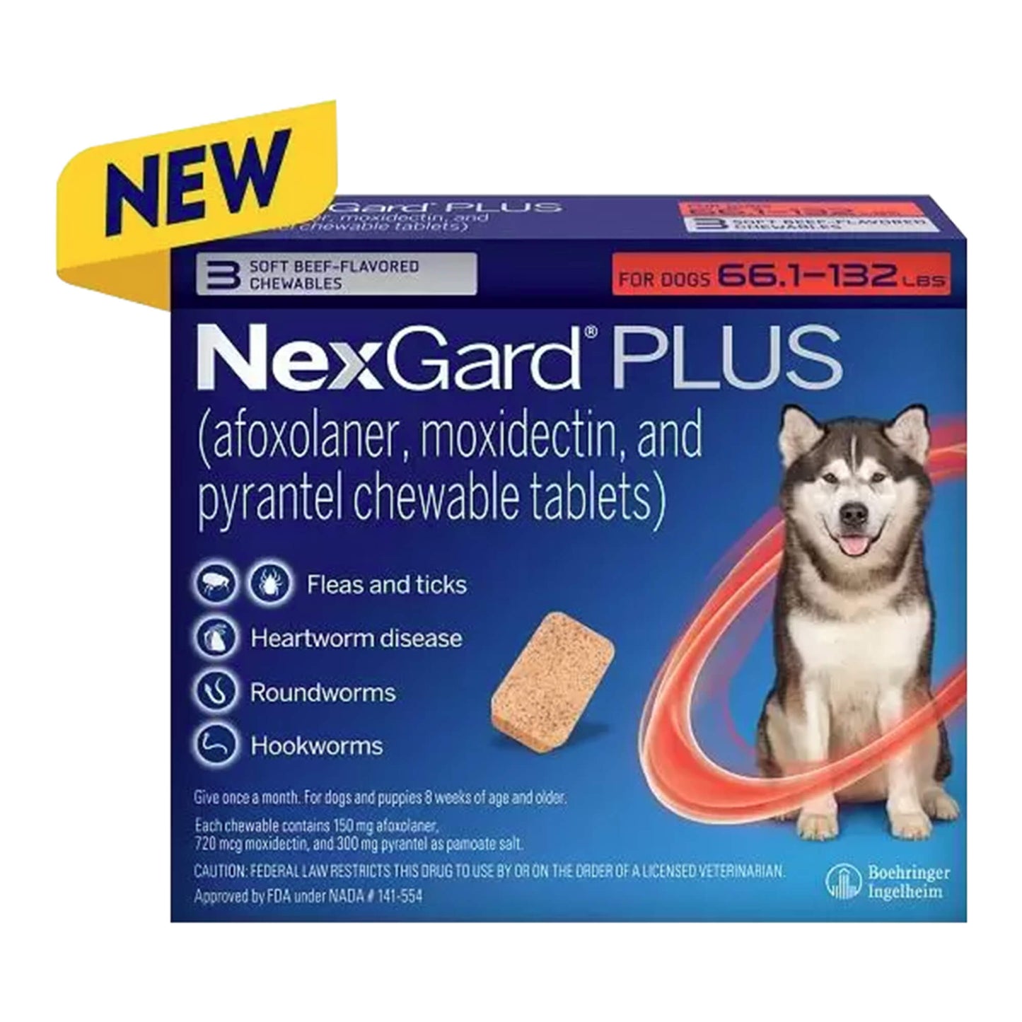 rx nexgard plus, 66.1-132 lbs, 3pk