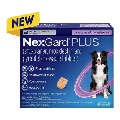 Rx Nexgard Plus, 33.1-66 lbs, 3pk