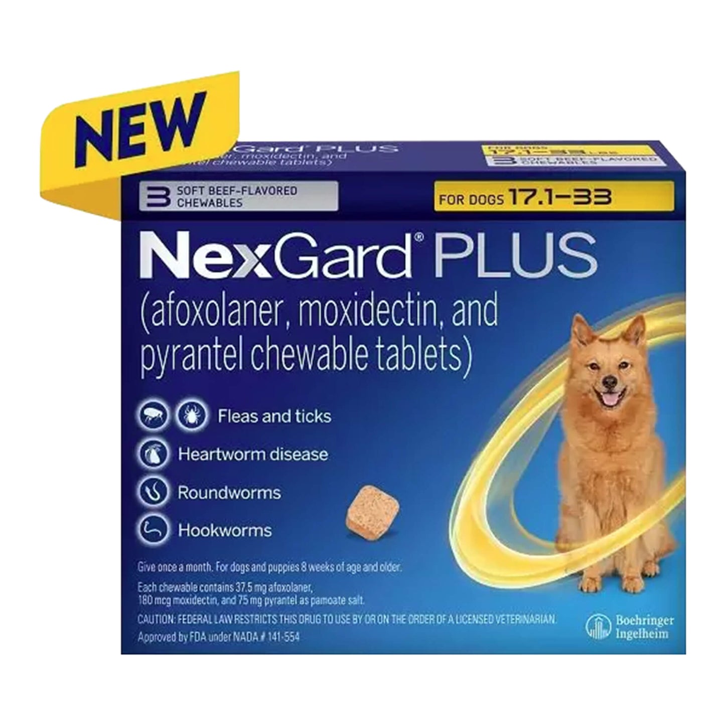 rx nexgard plus, 17.1-33 lbs, 3pk