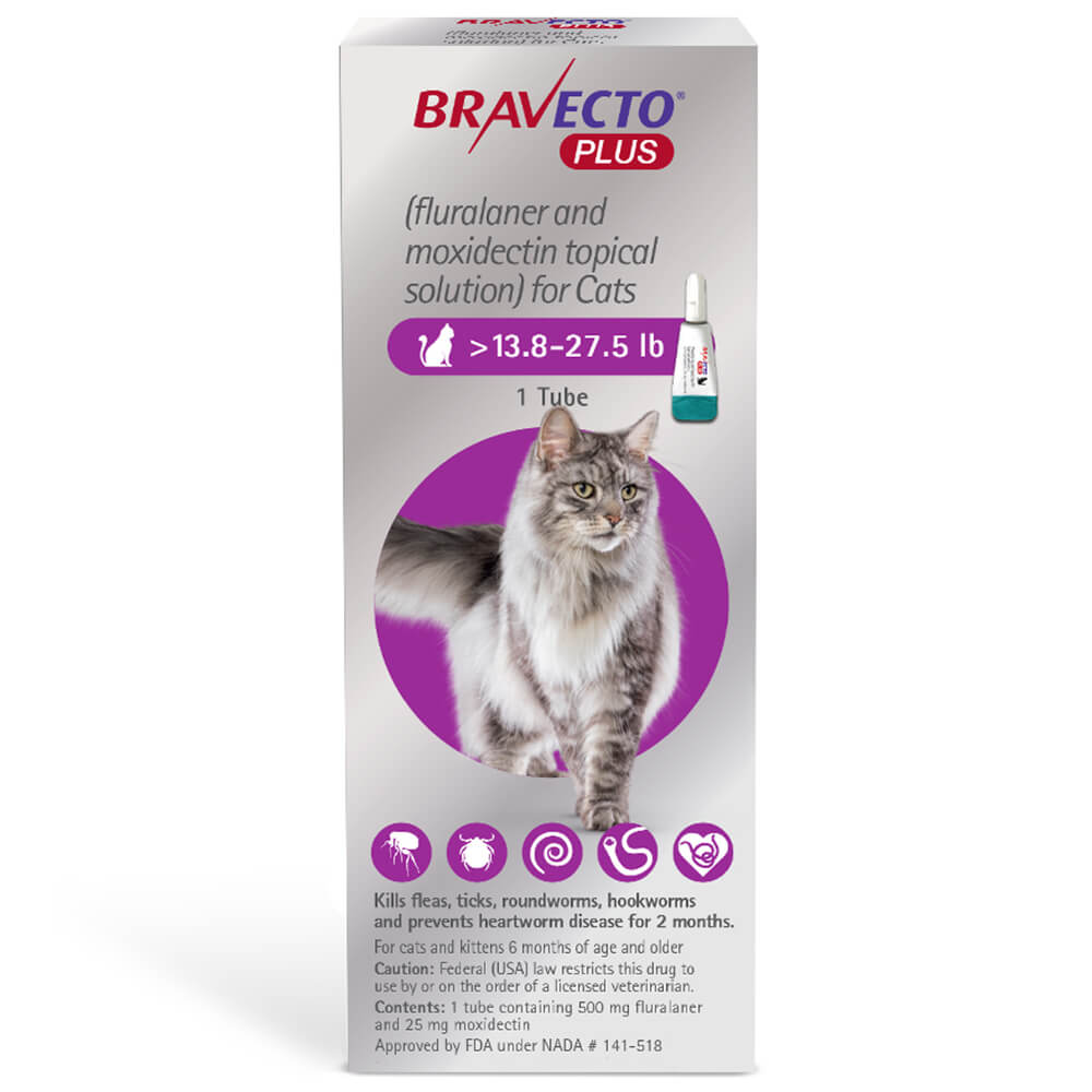 rx bravecto plus topical cat 13.8-27.5lbs x 1 tube