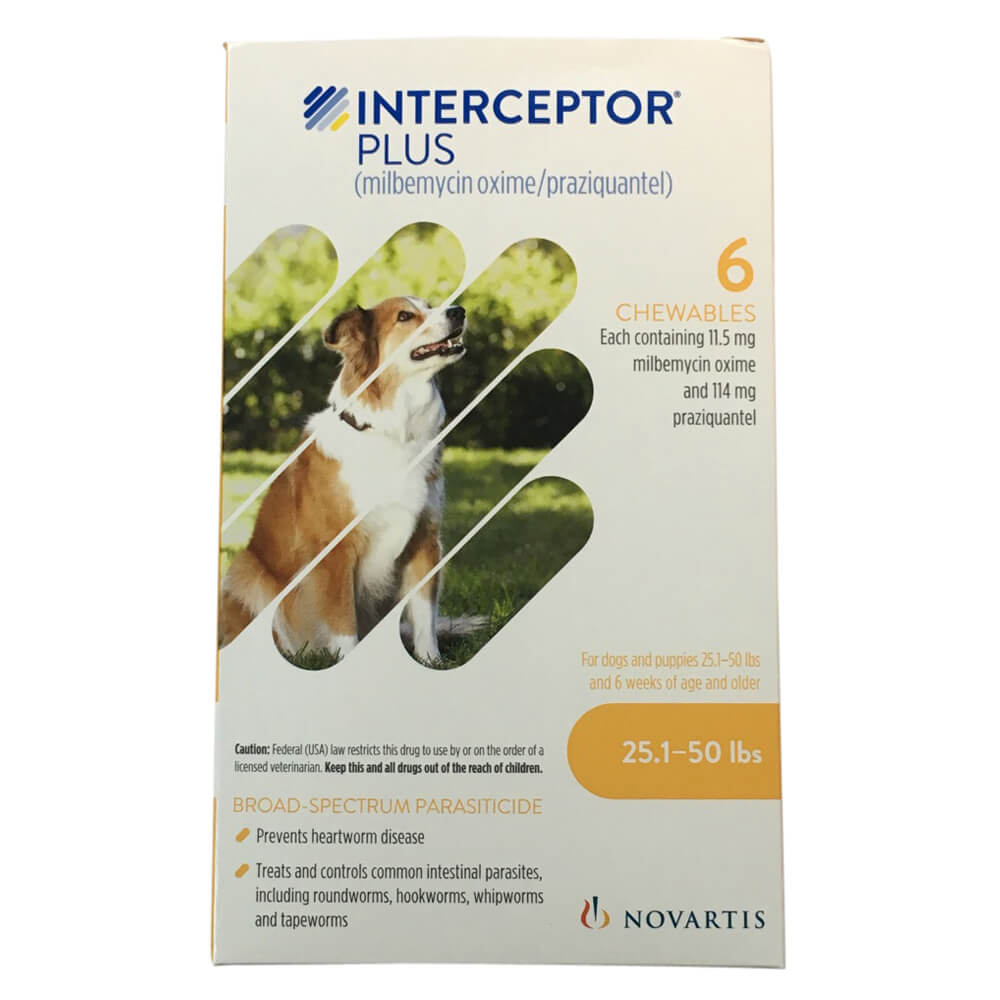 rx interceptor plus 25.1-50lbs (yellow) x 6 tablets