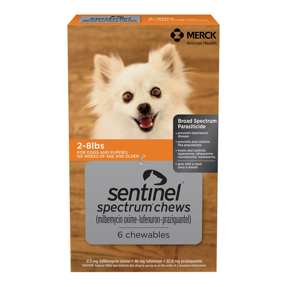 rx sentinel spectrum 2-8lbs (orange) x 6 tablets