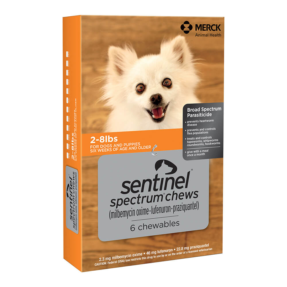 rx sentinel spectrum 2-8lbs (orange) x 6 tablets