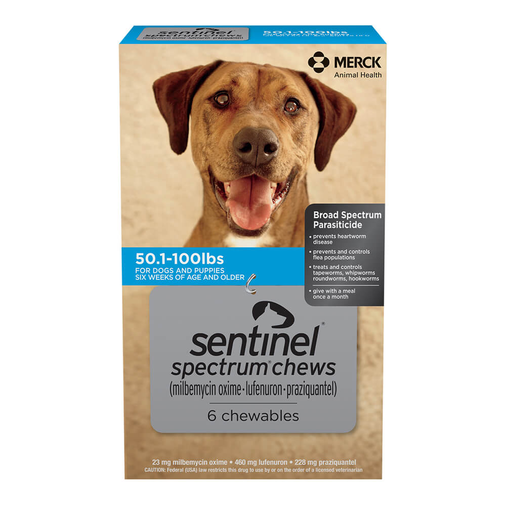 rx sentinel spectrum 51-100lbs (blue) x 6 tablets