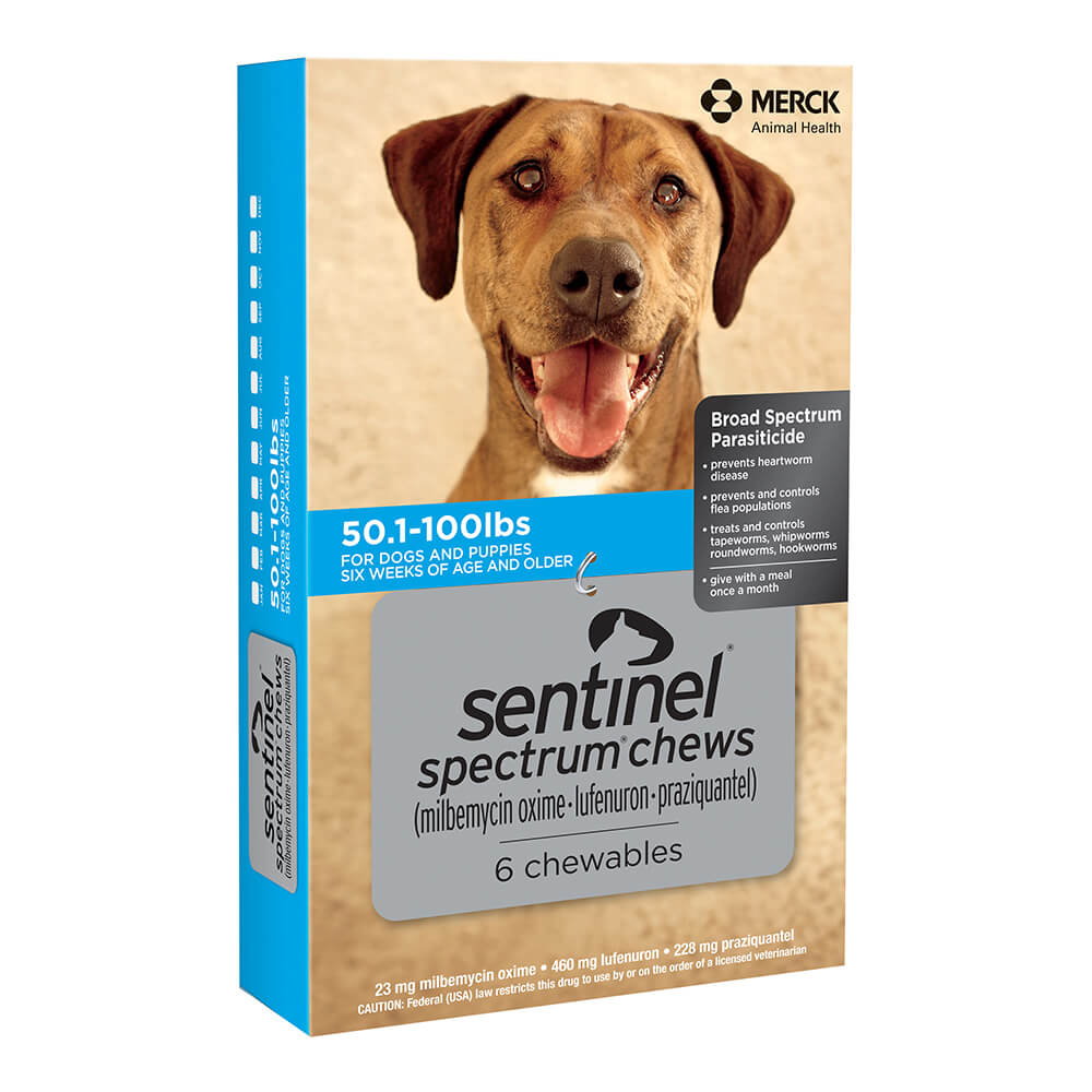 rx sentinel spectrum 51-100lbs (blue) x 6 tablets