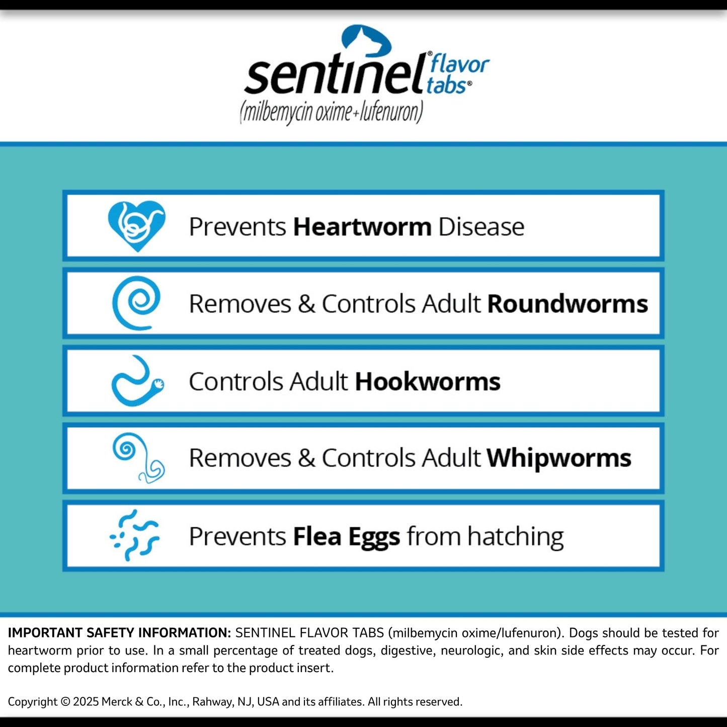 rx sentinel flavor tabs 26-50lbs x 6 tablets