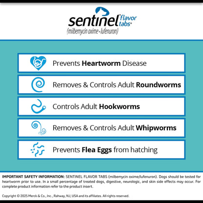 Rx Sentinel Flavor Tabs 26-50lbs x 6 tablets