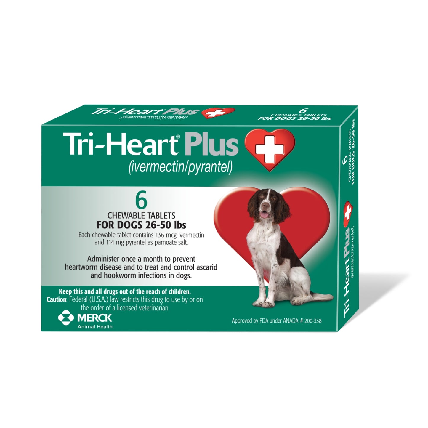 rx tri-heart plus 26-50lbs (green) x 6 tablets