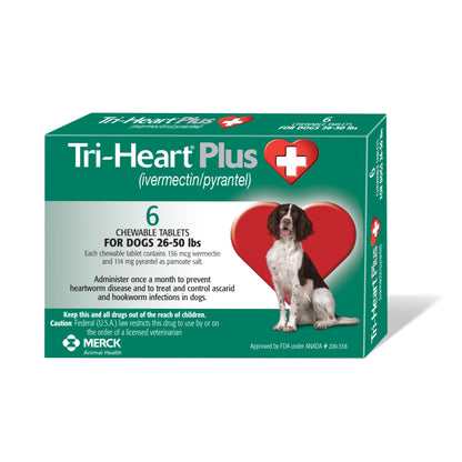 Rx Tri-Heart Plus 26-50lbs (green) x 6 tablets