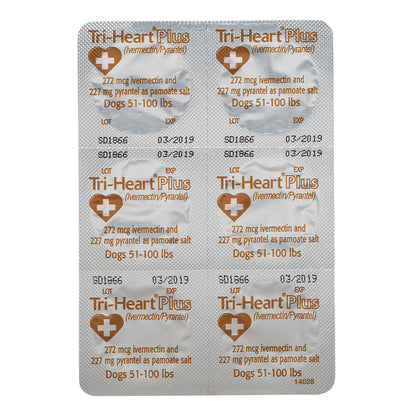 Rx Tri-Heart Plus 51-100lbs (brown) x 6 tablets
