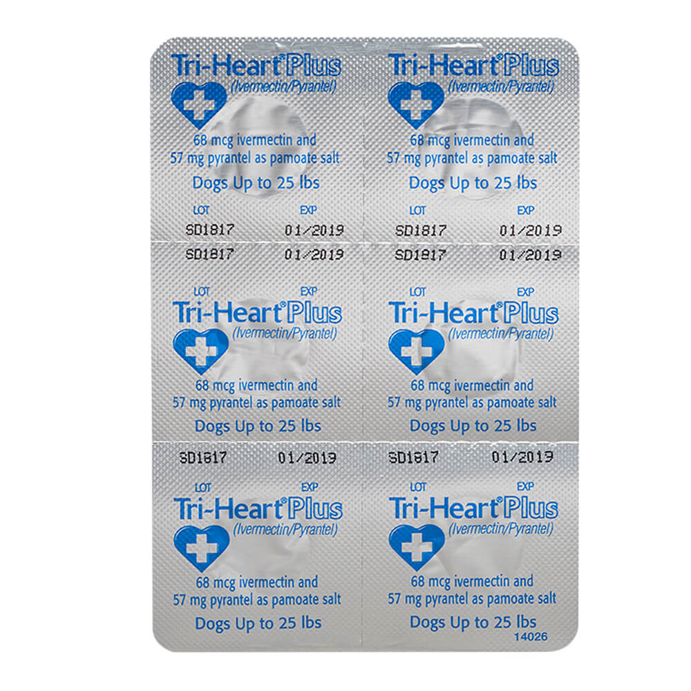 rx tri-heart plus 0-25lbs (blue) x 6 tablets