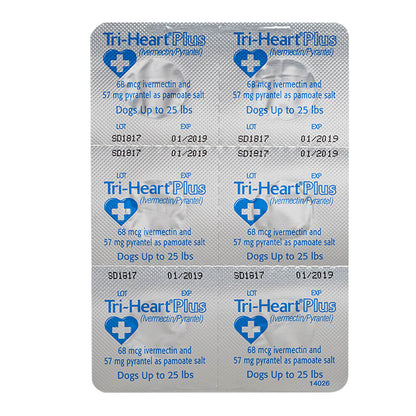 Rx Tri-Heart Plus 0-25lbs (blue) x 6 tablets