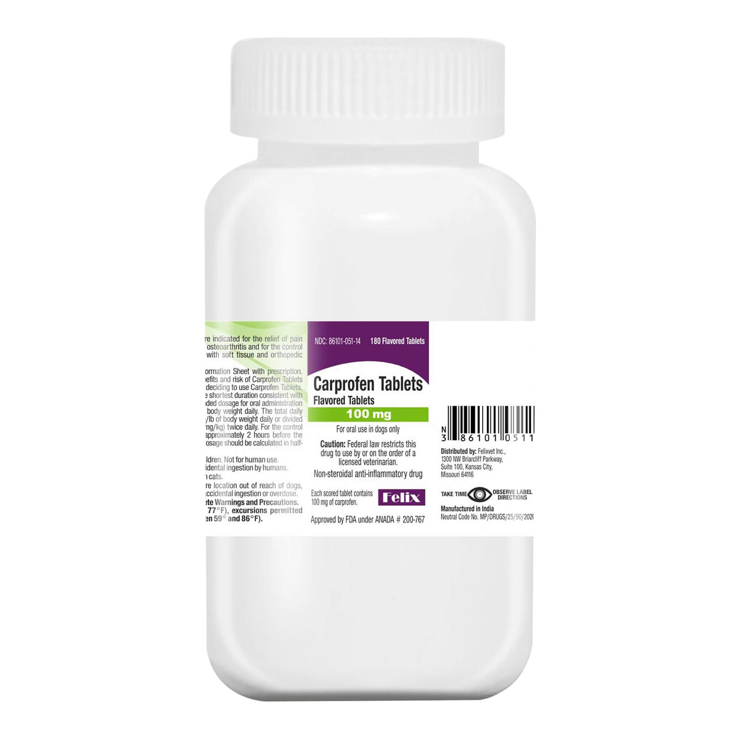 rx carprofen flavored tablets 100mg, 180ct