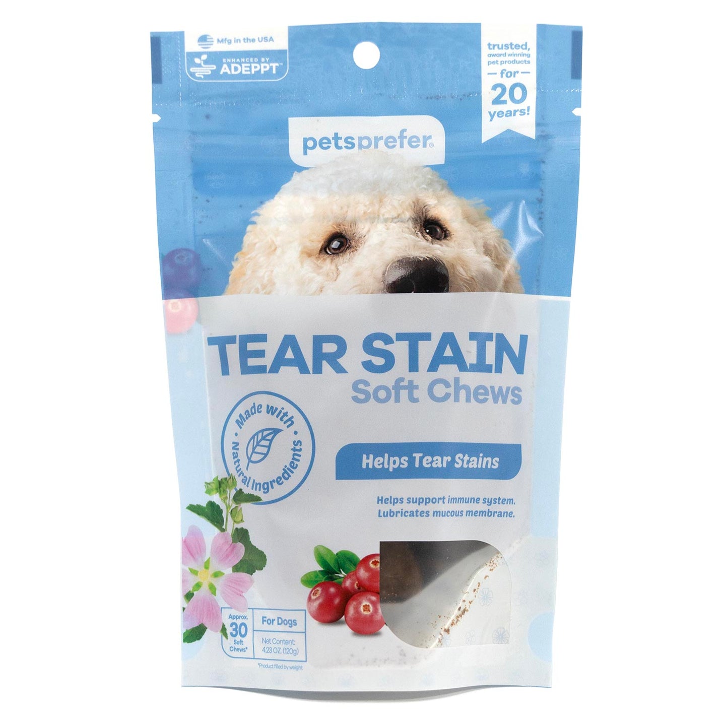 pets prefer tear stain soft chews 120g, 30ct
