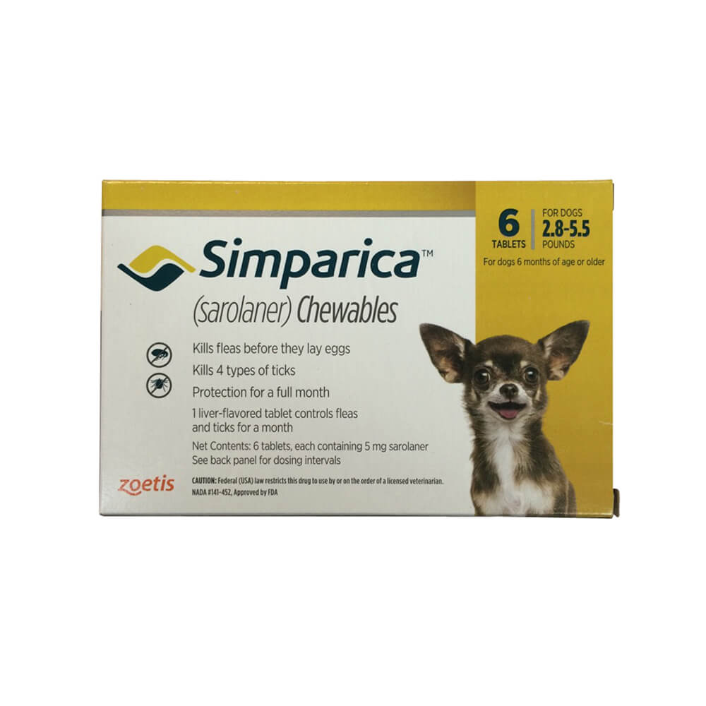 rx simparica 2.8-5.5lbs x 6 tablets