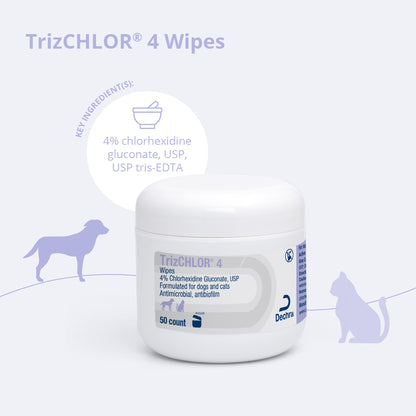 TrizCHLOR 4 Wipes for Dogs and Cats  50 ct