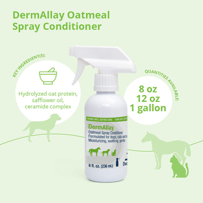 Dermallay Oatmeal Spray Conditoner for Dogs, Cats, & Horses, 8 oz