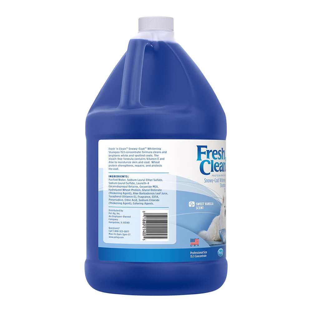 fresh `n clean snowy-coat whitening shampoo  sweet vanilla  1 gallon