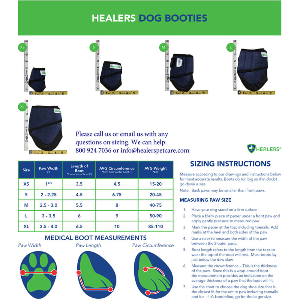 healers medical dog boots box set of 2 boots & 2 gauze pads, medium