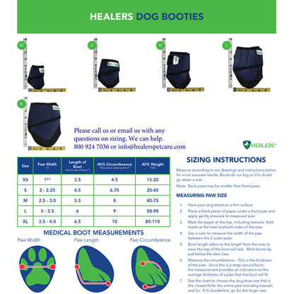Healers Medical Dog Boots Box Set of 2 boots & 2 Gauze Pads, Small