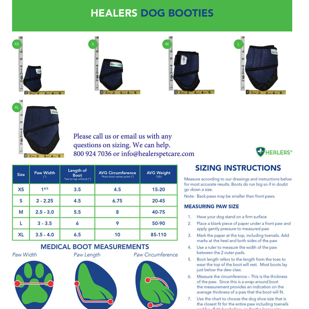 healers medical dog boots box set of 2 boots & 2 gauze pads, xsmall