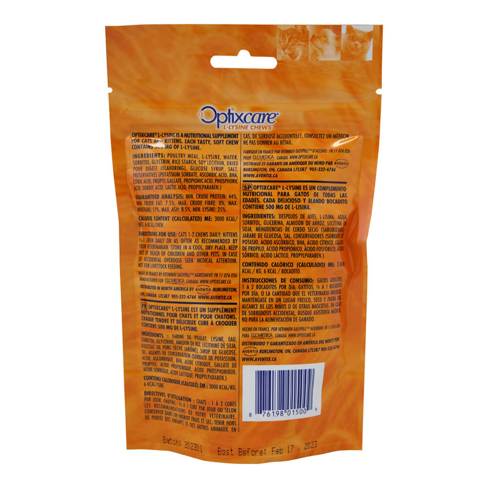 optixcare l-lysine chews for cats & kittens  60 chews