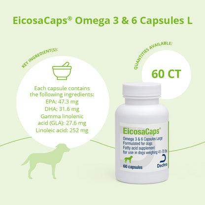 EicosaCaps Omega 3 & 6 for Dogs and Cats Under 40 lbs, 60 Capsules
