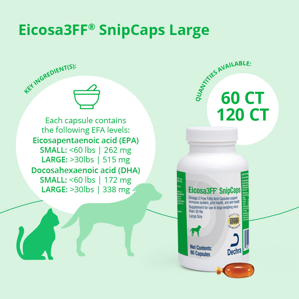 eicosa3ff snipcaps, large, >30lbs, 60 ct