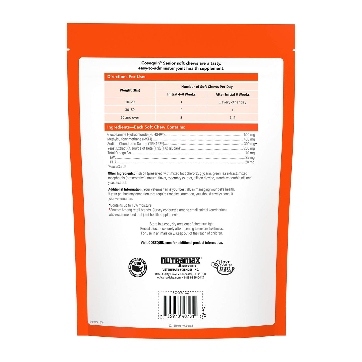 nutramax cosequin senior joint health supplement for senior dogs, 120 soft chews
